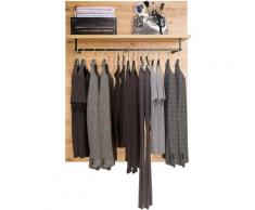 Goplus - Wandregal mit 5 Haken & Ablage, Wandgarderobe aus Holz & Metall, Badregal mit