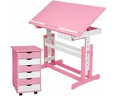 Kinderschreibtisch und Rollcontainer - Computertisch, Bürotisch - rosa