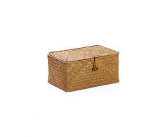 Gdrhvfd - Aufbewahrungskorb aus Seegras-Rattan mit Deckel aus Naturmaterial (klein 26 cm x 16 cm x