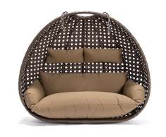 Home Deluxe - Polyrattan Hängesessel TWIN braun - Korb + Kissen I Hängestuhl, Hängekorb, Gartenliege