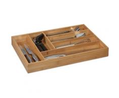 Relaxdays Besteckkasten, 6 Fächer, Bambus, Schubladenkasten für Besteck & Küchenutensilien, HBT: 5