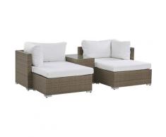 Beliani - Lounge Set Rattan Hellbraun 2-Sitzer mit 2 Eckteilen 2 Ottomanen und Auflagen in
