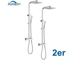 Auralum 2er Set Duschsystem mit Thermostat fürs Bad | Duscharmatur Duschset Duschkopf | Badezimmer