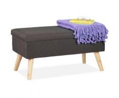 Relaxdays - Sitzbank mit Stauraum, gepolsterte Truhenbank, modern, Holzbeine, Stoffbezug, HBT: 39 x