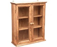 Biscottini - Kleine Vitrine zum Aufhängen im Country-Stil aus massivem Lindenholz mit natürlichem