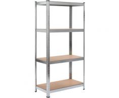 Vidaxl - Lagerregal mit 4 Böden Silbern Stahl & Holzwerkstoff Silber