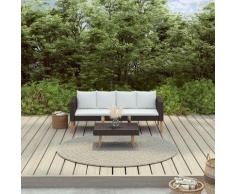 2-tlg. Garten-Lounge-Set mit Auflagen Poly Rattan Schwarz - Youthup