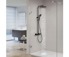Auralum Dusche mit Thermostat Höhenverstellbar schwarz Duschsystem inklusive Handbrause Kopfbrause