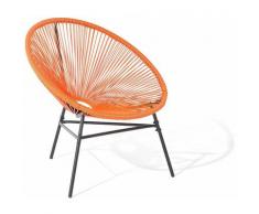 Balkonstuhl Orange Polyrattan Spaghetti-Optik Modern Mexikanischer Stil Outdoor Balkon Terrasse