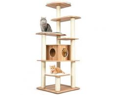 Goplus - Katzenbaum 175cm hoch, Kletterbaum mit 6 Plattform, Katzenkratzbaum mit grossen Hoehle aus