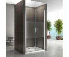Duschtür 68-140 cm, Duschabtrennung aus 6 mm teilsatiniertem ESG Sicherheitsglas mit