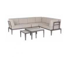 Lounge Set Aluminium taupe 6-Sitzer Auflagen beige RIMA