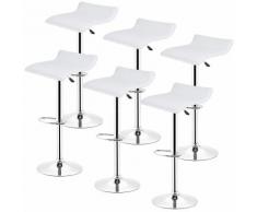 Wyctin - Barhocker 6er Set höhenverstellbar mit Rückenlehne und Armlehne Weiß