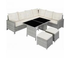 Rattan Lounge Barletta, Variante 2 - Loungemöbel, Gartenmöbel, Gartengarnitur - hellgrau