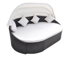 YOUTHUP Garten-Sonneninsel mit Sonnendach Poly Rattan Braun