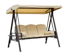 Outsunny® Hollywoodschaukel 3-Sitzer Gartenschaukel mit Sonnendach + Kissen Beige - beige/braun