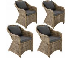 4 Rattansessel mit Aluminiumgestell inkl. Sitzkissen und Rückenkissen - Rattanstuhl, Gartensessel,
