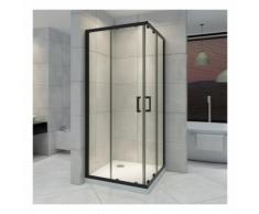 Duschkabine mit Schiebetüren Eckdusche mit Rollensystem aus ESG Glas 190cm Hoch mit schwarze