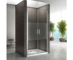 Duschtür 68-140 cm, Duschabtrennung aus 6 mm teilsatiniertem ESG Sicherheitsglas mit