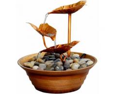 Dobar - Design-Zimmerbrunnen mit Ziersteinen, Wasserspiel mit Pumpe, 22,5 x 22,5 x 23,5 cm, Metall
