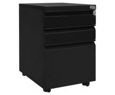 Rollcontainer Büro Rollcontainer Aktenschrank mit Schloss und Rollen 45x39x62cm - Schwarz - Schwarz