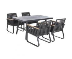 Beliani - Gartenmöbel Set Schwarz Aluminium Tisch 150x90 rechteckig in Steinoptik 4 Stühle mit
