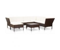 YOUTHUP 8-tlg. Garten-Lounge-Set mit Auflagen Poly Rattan Braun