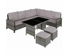 Rattan Lounge Barletta, Variante 2 - Loungemöbel, Gartenmöbel, Gartengarnitur - grau