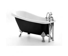 Bädermax - Freistehende Nostalgie Badewanne Oldham black aus Acryl in schwarz/weiß glänzend von