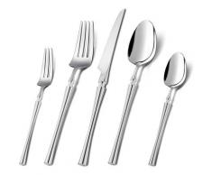 5-teiliges Edelstahl-Besteck-Set Service, inkl. Löffel/Messer/Gabel, Luxus Hochglanzpoliertes