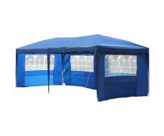 Outsunny - ® 3x6m Faltpavillon Partyzelt Gartenzelt inkl. 4 Seitenteile Blau - blau/weiß/transparent