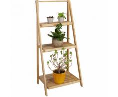 Relaxdays Blumentreppe innen, 3 Stufen, Bambus, klappbar, Leiterregal, Pflanzenregal, H x B x T 99