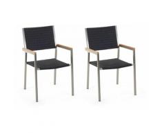 Beliani - Praktisches Gartenstuhl Set Rattan stappelbar Edelstahl 2er Set Grosseto