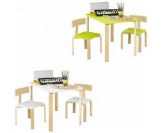Furchen - Sitzgruppe Kinderstuhl und Tische Kindertisch mit 2 Stühlen Kindermöbel Set Grün