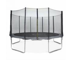 Rundes Trampolin Ø 460cm grau mit Schutznetz - Neptune - Gartentrampolin 460 cm 4m | PRO Qualität.
