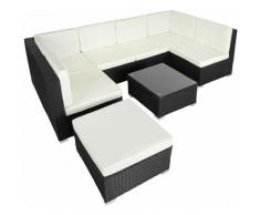 Rattan Lounge Venedig - Gartenlounge, Terrassenmöbel, Rattan Lounge - schwarz