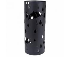 Schirmständer Regenschirmständer mit Wasserauffangschale Haken rund Ø19.5 x 49cm Schwarz LUC23B