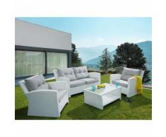 Beliani - Lounge 4er Set Weiß in Rattanoptik Grauen Bezüge Mit Sitzkissen Dekorativ Elegant Modern