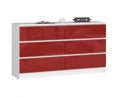 Kommode K-140 mit 6 (2 x 3) Schubladen | für das Wohnzimmer Schlafzimmer Schrank Büro Arbeitszimmer