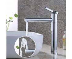 Wasserhahn Bad hoch 360° drehbar Waschtischarmatur Mischbatterie Waschtisch Armatur für Bad, Chrom