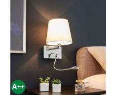 Stoffwandleuchte Leonella mit LED-Leselampe
