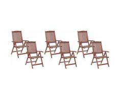 Beliani - Gartenstuhl 6er Set Dunkelbraun Akazienholz verstellbar klappbar Rutikal Landhaus Stil