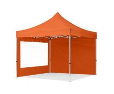 3x3 m Faltpavillon TOOLPORT PROFESSIONAL Alu 40mm, Seitenteile mit Panoramafenstern, orange - orange