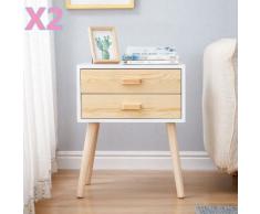 2x Nachttisch mit Schublade Nachttisch Kommode Schrank Schlafzimmer45x35x59.5cm(Holzfarbe)