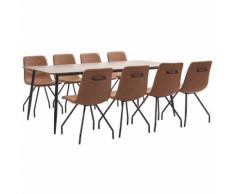 9-tlg. Essgruppe Braun Kunstleder