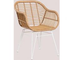 Sklum - Gartenstuhl aus synthetischem Rattan Zole Rattan pe - Eisen Weiss - Weiss