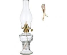 Öllampe 32cm Klarglas Winddichter Petroleum Lampenschirm Traditionelle Laterne Retro Antike