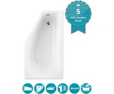 ® Raumsparende Eckbadewanne 160x90 cm, Acrylwanne Modern Small, platzsparende Badewanne in linker