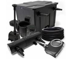 Teichfilter Set aus 12000l, UVC Teichklärer mit 18W, 80W Pumpe, Skimmer und Springbrunnenpumpe