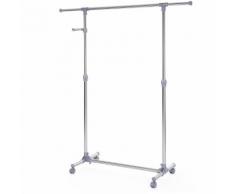 Stabil Kleiderständer Kleiderstange Garderobenständer mit Rollen Ausziehbar 97-165cm Grau,